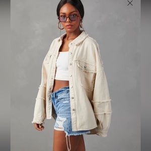 VICI Dolly Cotton Frayed Denim Shacket